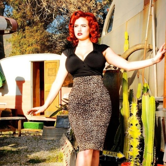 Pinup Couture Leopard Pencil Skirt - Picture 1 of 5